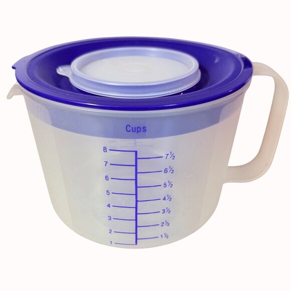 Vintage Tupperware Mix-N-Stir Measuring Bowl 8 Cup Measure Mix Store Ingredients - Picture 2 of 13